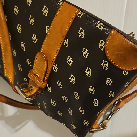 Vintage Dooney & Bourke Black Monogram Canvas Boston Bag - Picture 9 of 12